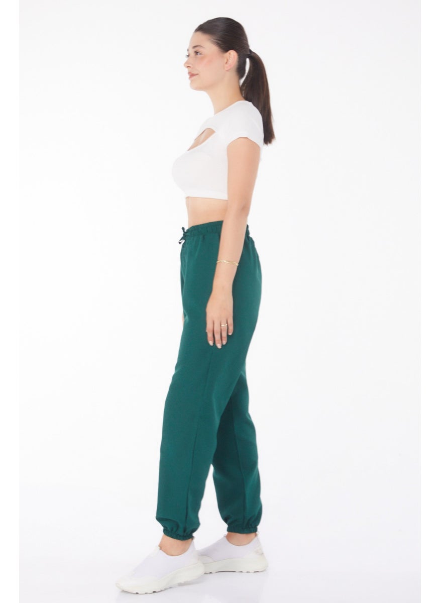 Plain Mid Women's Green Trousers - 13207