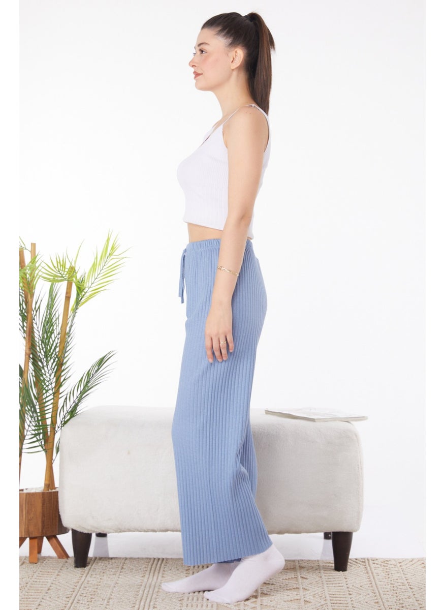 Plain Medium Women's Blue Pajama Bottoms - 25855