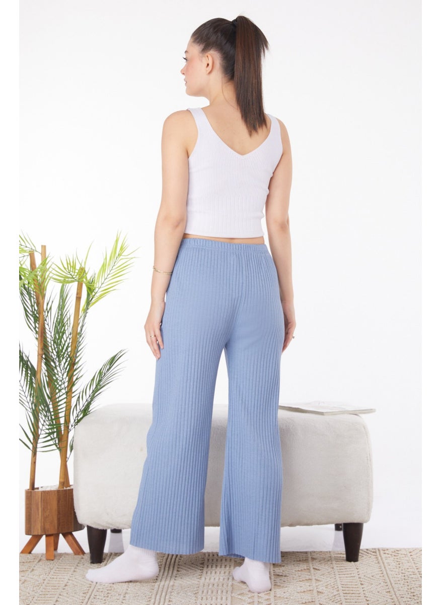 Plain Medium Women's Blue Pajama Bottoms - 25855