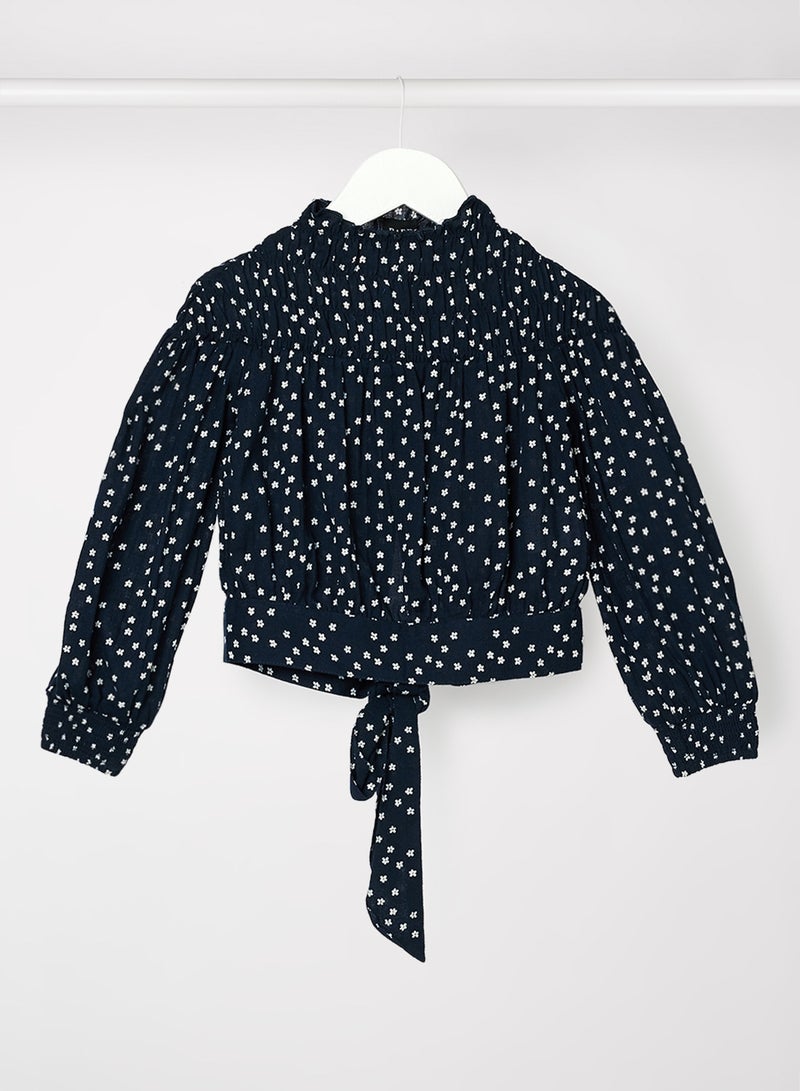 Kids/Teen Holly Shirred Blouse Navy