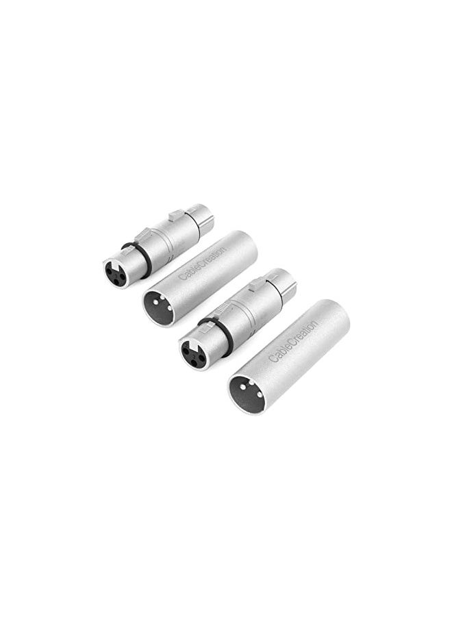 CableCreation [2-Pair XLR Male to Male & XLR Female to Female 3PIN Adapter Connector Compatible with Microphone,Mixer,Silver