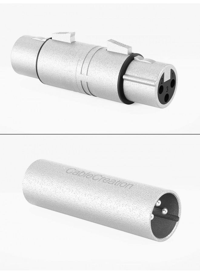 CableCreation [2-Pair XLR Male to Male & XLR Female to Female 3PIN Adapter Connector Compatible with Microphone,Mixer,Silver