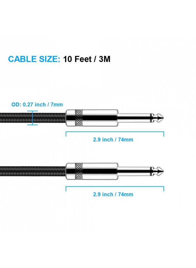 New bee Guitar Cable 10 ft Electric Instrument Cable Bass AMP Cord 1/4 Straight to Straight for Electric, Bass Guitar, Electric Mandolin, Pro Audio, Black