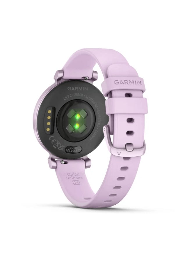 Lily 2 - 35.4 Mm - Up To 5 Days Of Battery Life - Lcd Display , Scratch Resistant, Corning Gorilla Glass 3, Heart Rate Monitor, Stress Tracking, Smart Notification, Built In Sports App, Ios And Android Compatible Metallic Lilac