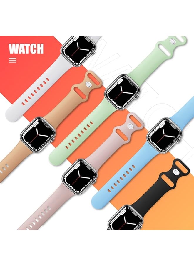 (6 Pack) Sport Band Compatible with Apple Watch Bands 38mm 40mm 41mm 42mm 44mm 45mm, Soft Silicone Replacement iwatch Strap Bands Compatible for Apple Watch Series 6 5 4 3 2 1 SE Men Womens