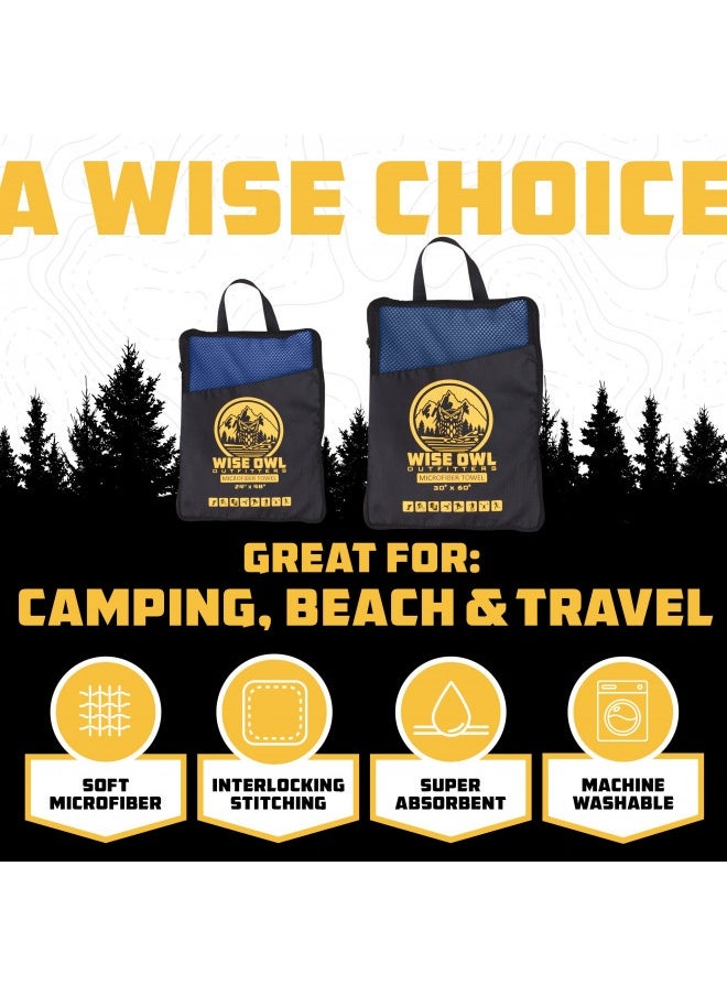 Wise Owl Outfitters Camping Towel - Camping Accessories, Quick Dry Microfiber Towel For Travel, Hiking, Yoga, Workout, And Backpacking