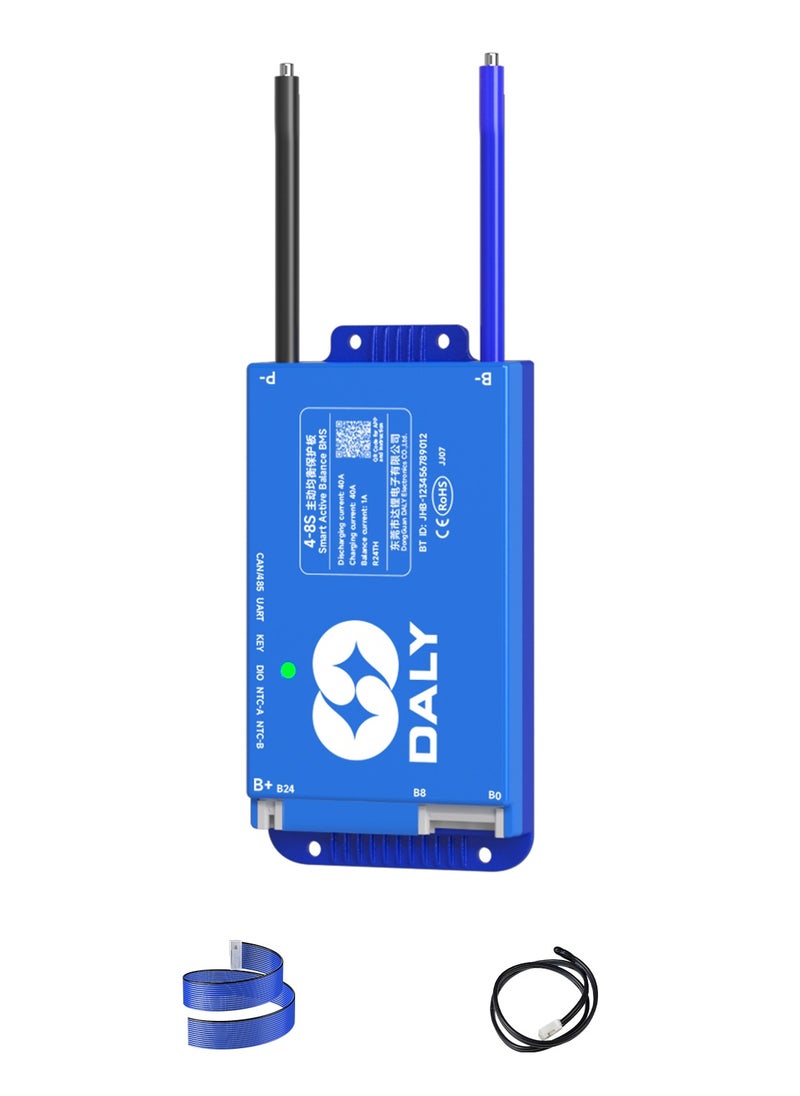 DALY Smart Active Balance BMS 40A to 60A 4S-24S UART & CAN/RS485 Protection Board with Build-in Bluetooth and NTC for LFP/NCM/LTO Lithium Battery Pack