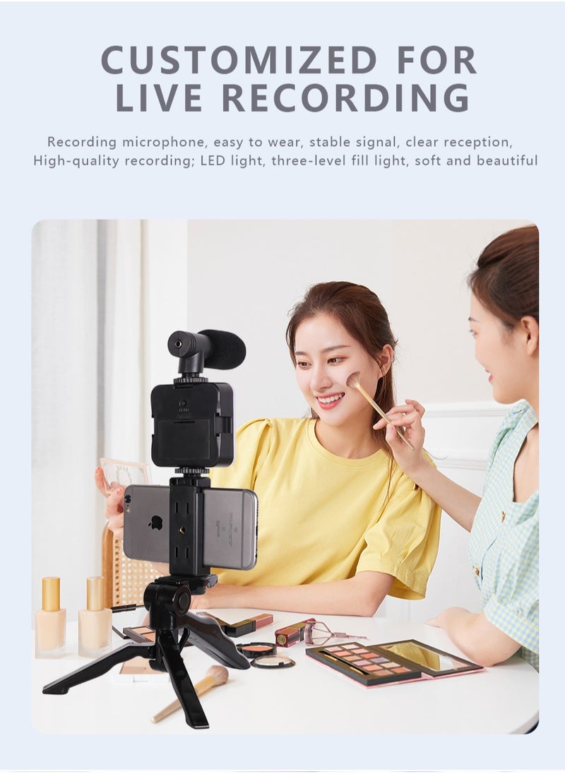 Smartphone And Camera Vlogging Studio Kits Video Shooting Photography Suit With Microphone LED Fill Light Mini Tripod