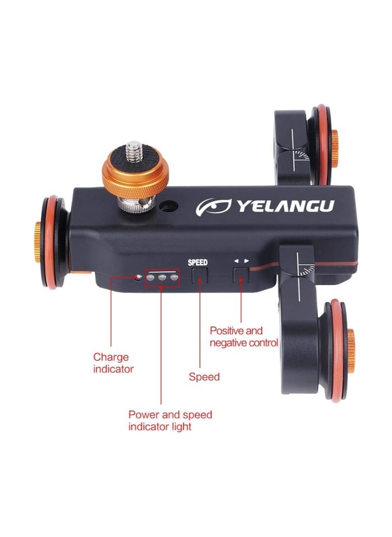 YELANGU Camera Slider Motorized, Rechargeable Camera Dolly with Wireless Remote Control, 3 Speed Adjustable Slider for 360 Degree Swivel