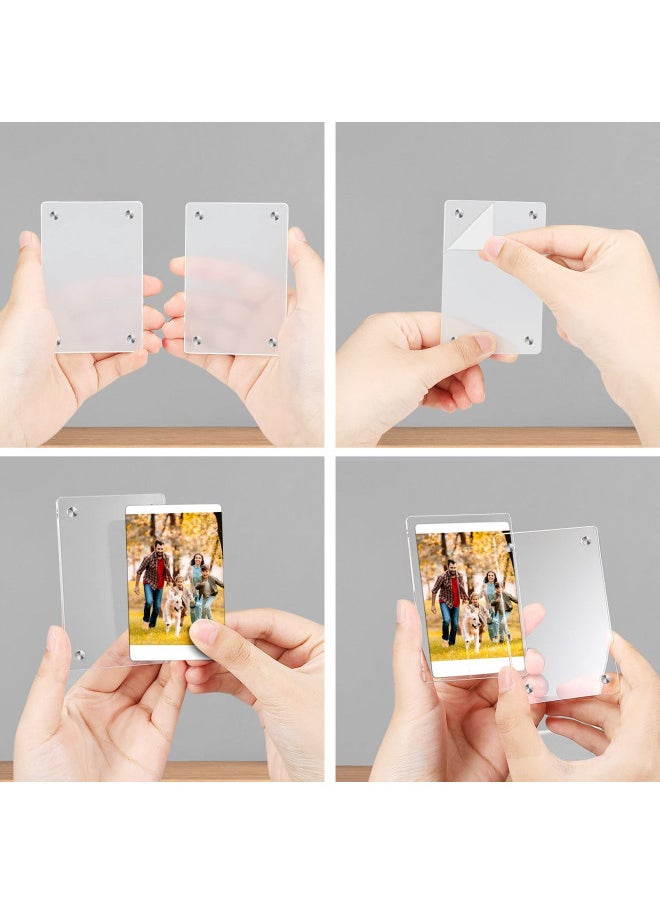 Fintie [4 Pack] Acrylic Magnetic Photo Frame for 3-Inch Film - Double Sided Fridge Picture Frame for Fujifilm Instax Mini 11 12 EVO 40 / Mini Link 2 Printer Film, Polaroid Instant Film, Clear