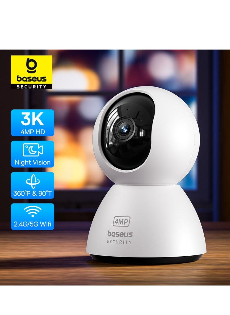 4MP HD Pan/Tilt Smart 5G Wi-Fi Security Camera - Indoor Home Protection, 3K High Clarity, Two-Way Audio, Night Vision, Motion Detection, Baby Monitor, up to 256GB MicroSD Card Support, Works with Google Assistant & Amazon Alexa, Remote Management via App