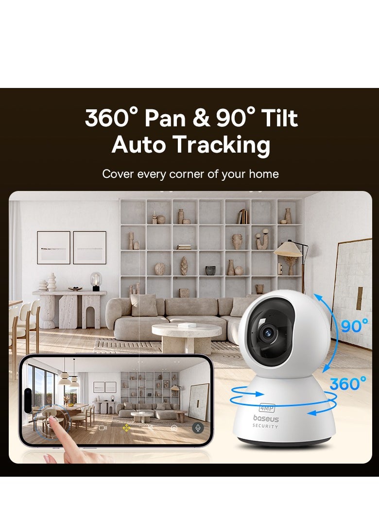 4MP HD Pan/Tilt Smart 5G Wi-Fi Security Camera - Indoor Home Protection, 3K High Clarity, Two-Way Audio, Night Vision, Motion Detection, Baby Monitor, up to 256GB MicroSD Card Support, Works with Google Assistant & Amazon Alexa, Remote Management via App