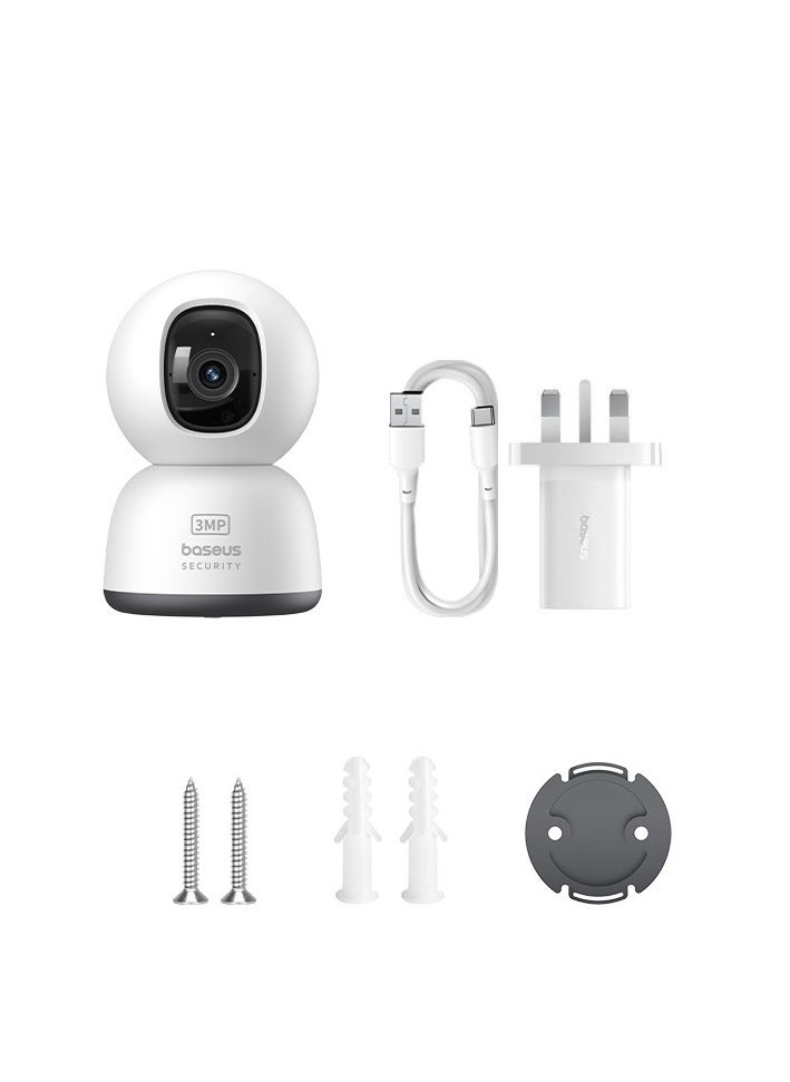 3MP 2K WiFi Indoor Security Camera with Pan & Tilt, 8x Digital Zoom, Two-Way Audio, Night Vision, Motion Detection, Baby Monitor, Supports 256GB MicroSD, Compatible with Google Assistant & Amazon Alexa, Remote Management via App, Ideal for Home Surveillance