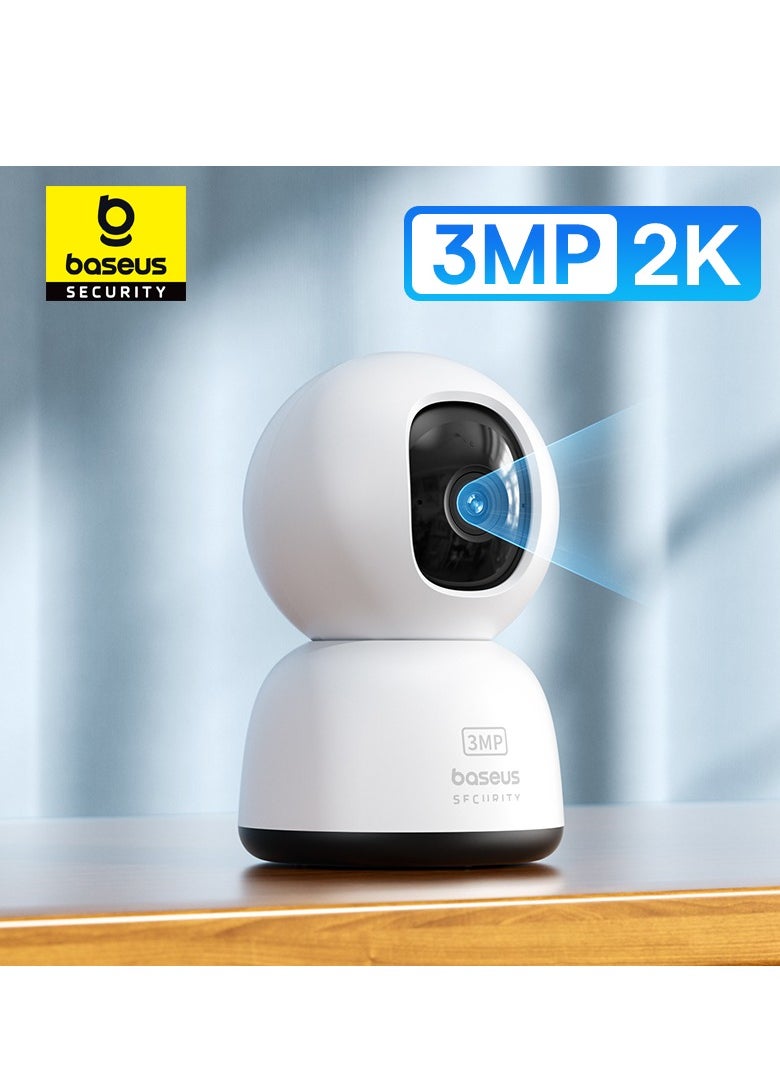 3MP 2K WiFi Indoor Security Camera with Pan & Tilt, 8x Digital Zoom, Two-Way Audio, Night Vision, Motion Detection, Baby Monitor, Supports 256GB MicroSD, Compatible with Google Assistant & Amazon Alexa, Remote Management via App, Ideal for Home Surveillance