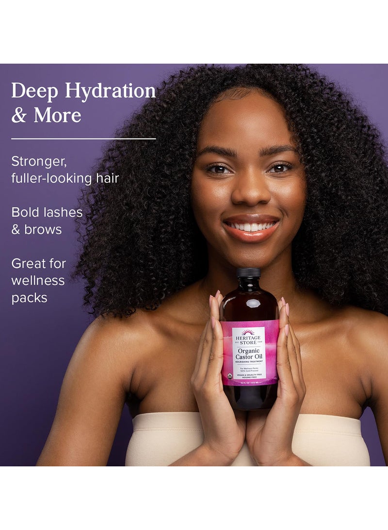 Heritage Store Organic Castor Oil, Cold Pressed 16 Fl.Oz 473ml