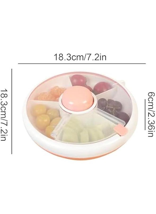 Snack Container Box - Snack Rotating Container, 18.3x18.3x6cm Rotating Snack Box With Lid, Rotating Snack Containers For Kids, Lunch Organizer, Snack Spinner For, Multifunctional Fruit Spinne