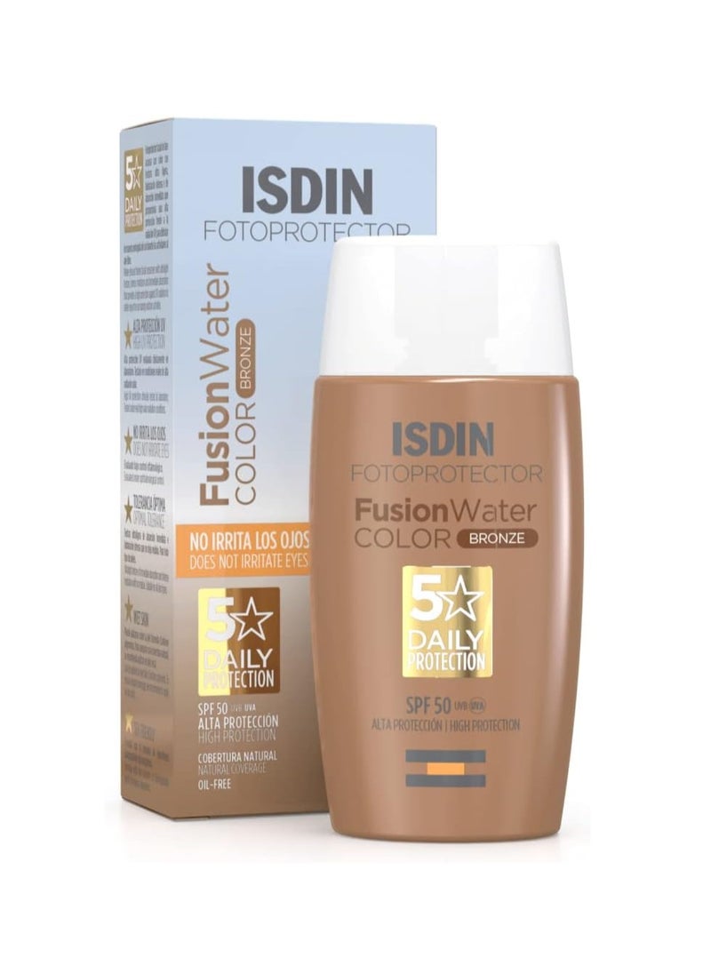 Fusion Water Color SPF 50 Bronze 50ml Tinted daily facial sun cream Ultra light texture