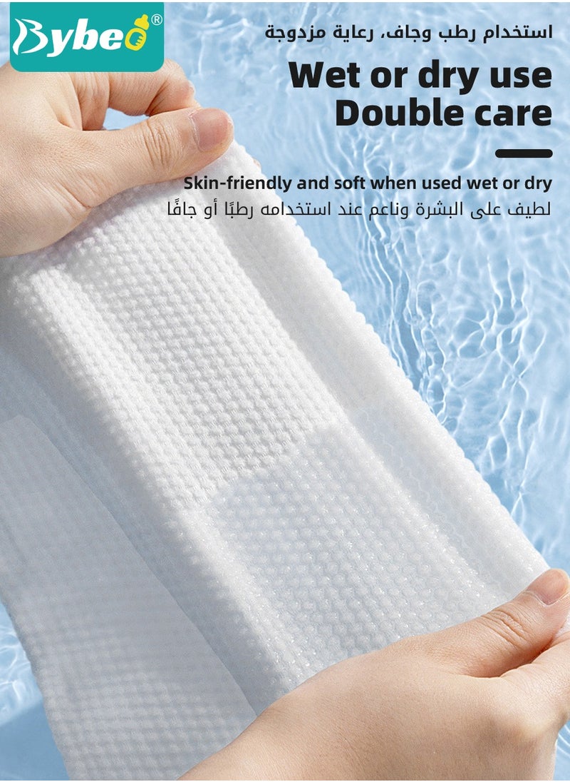 10 Bags Baby Cotton Tissue, Soft Baby Dry Wipe, Wet And Dry Use, Made Of Pure Cotton, 360 Count Unscented Disposable Facial Cotton Tissues