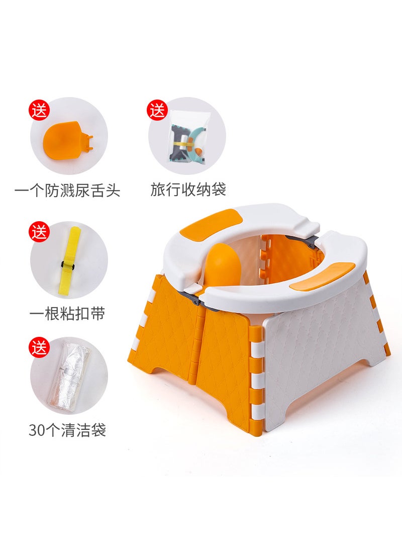 Color Boxed Portable Childrens Toilet Baby Car Mobile Folding Toilet Cleaning-Free Outings Travel Potties 5409 Orange hard mat +30 garbage bags