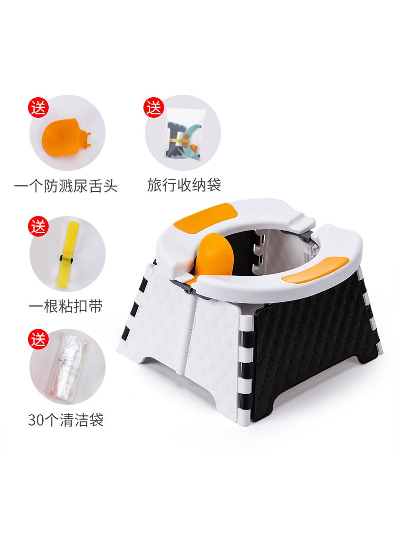 Color Boxed Portable Childrens Toilet Baby Car Mobile Folding Toilet Cleaning-Free Outings Travel Potties 5409 white hard pad +30 garbage bags