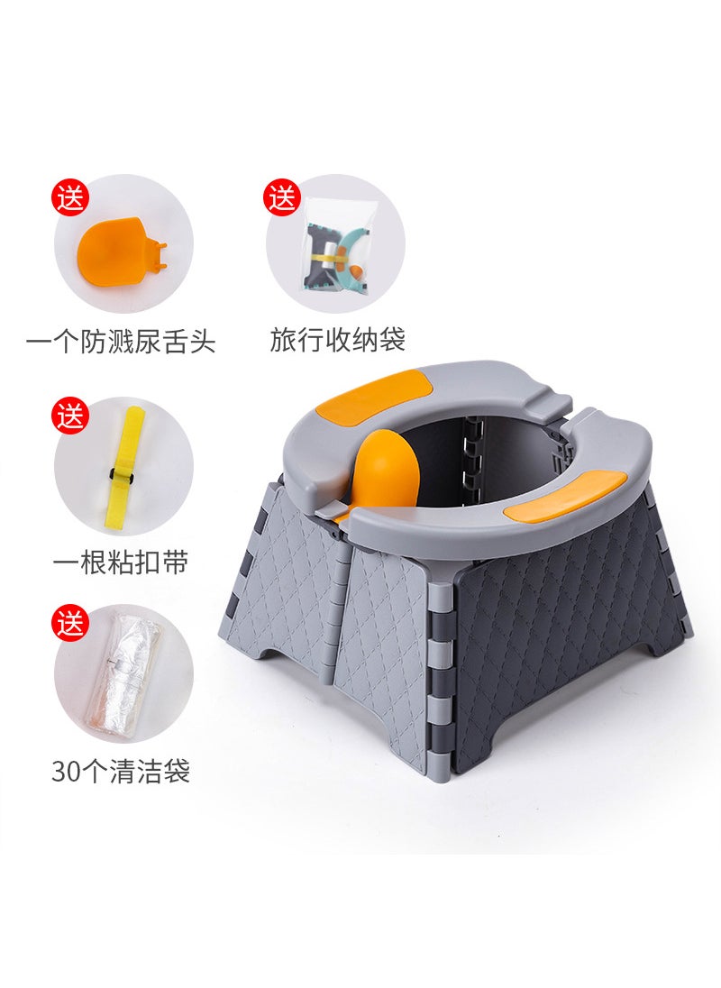 Color Boxed Portable Childrens Toilet Baby Car Mobile Folding Toilet Cleaning-Free Outings Travel Potties 5409 gray hard pad +30 garbage bags