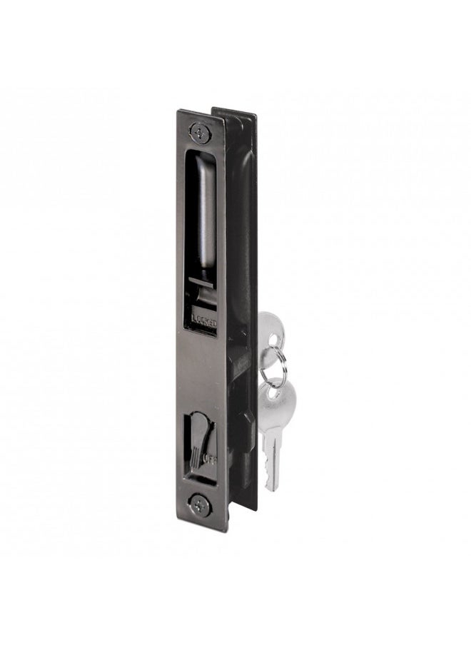 Prime-Line C 1033 Diecast Keyed  Patio Sliding Door Handle Set for 1 In. to 1-1/8 In. Thick Sliding Glass Doors, Black (Single Pack)