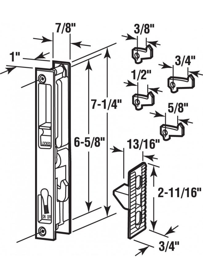 Prime-Line C 1033 Diecast Keyed  Patio Sliding Door Handle Set for 1 In. to 1-1/8 In. Thick Sliding Glass Doors, Black (Single Pack)