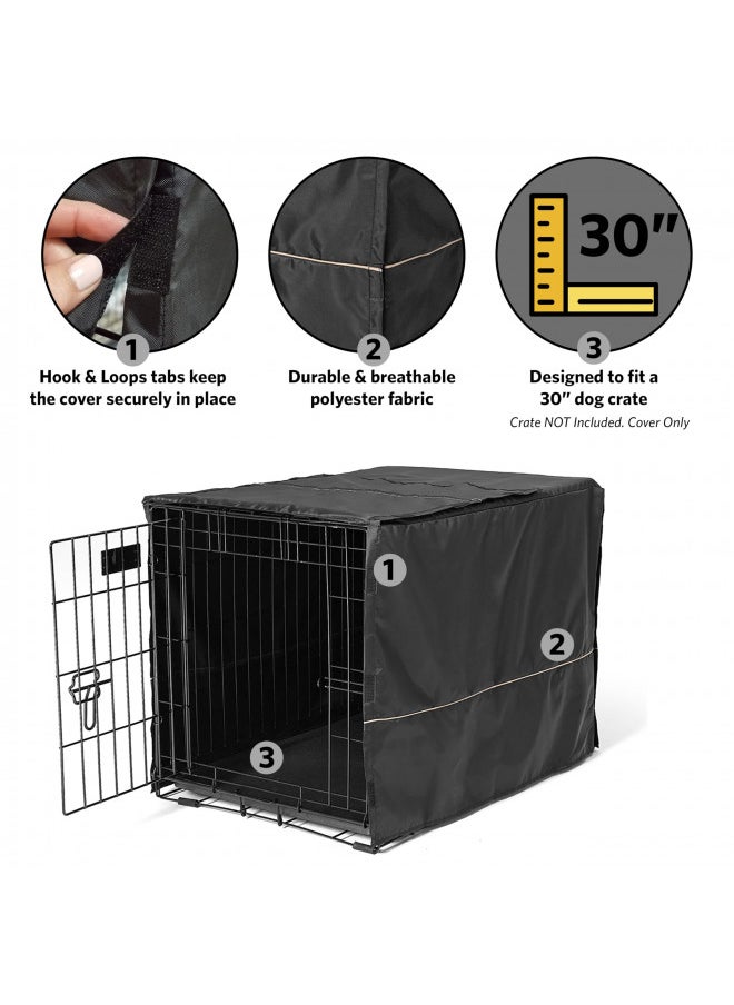MidWest Homes for Pets Dog Crate Cover, Privacy Dog Crate Cover Fits MidWest Dog Crates, Machine Wash & Dry Black 30-Inch