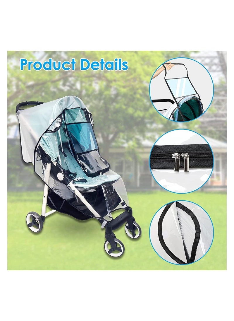 Universal Rain Cover for Pushchair Stroller Buggy Pram Transparent Pushchair Rain Cover with Zip Rain Cover for Pram Baby Travel Weather Shield Fit Most Strollers