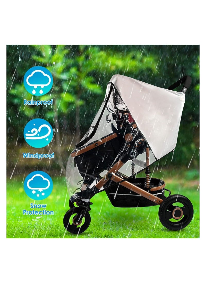 Universal Rain Cover for Pushchair Stroller Buggy Pram Transparent Pushchair Rain Cover with Zip Rain Cover for Pram Baby Travel Weather Shield Fit Most Strollers