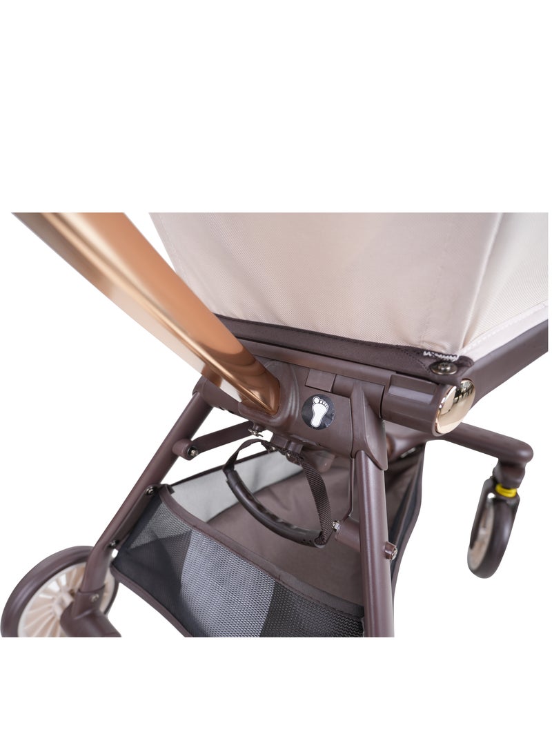 Lightweight Aluminium Stroller, 4.3kg, Compact & Airplane-Friendly, Adjustable Removable Sunshade, One-Button Dual Brake, 5-Point Safety Belt, 360° Rotating Universal Front Wheels, U-Shaped Handle, Swan Arc Design for Stability