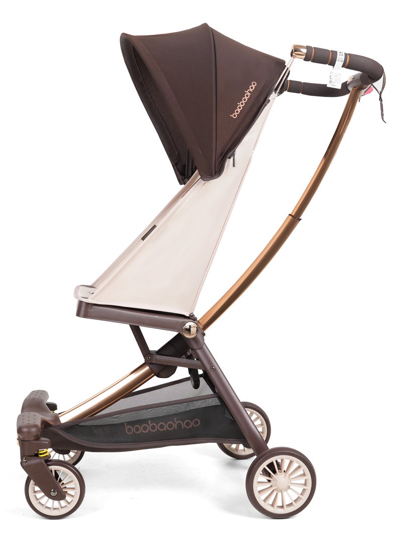 Lightweight Aluminium Stroller, 4.3kg, Compact & Airplane-Friendly, Adjustable Removable Sunshade, One-Button Dual Brake, 5-Point Safety Belt, 360° Rotating Universal Front Wheels, U-Shaped Handle, Swan Arc Design for Stability