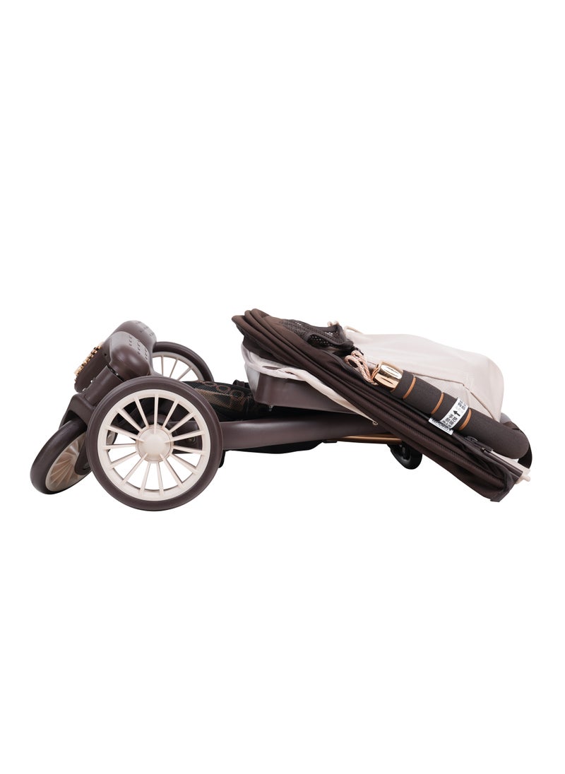 Lightweight Aluminium Stroller, 4.3kg, Compact & Airplane-Friendly, Adjustable Removable Sunshade, One-Button Dual Brake, 5-Point Safety Belt, 360° Rotating Universal Front Wheels, U-Shaped Handle, Swan Arc Design for Stability