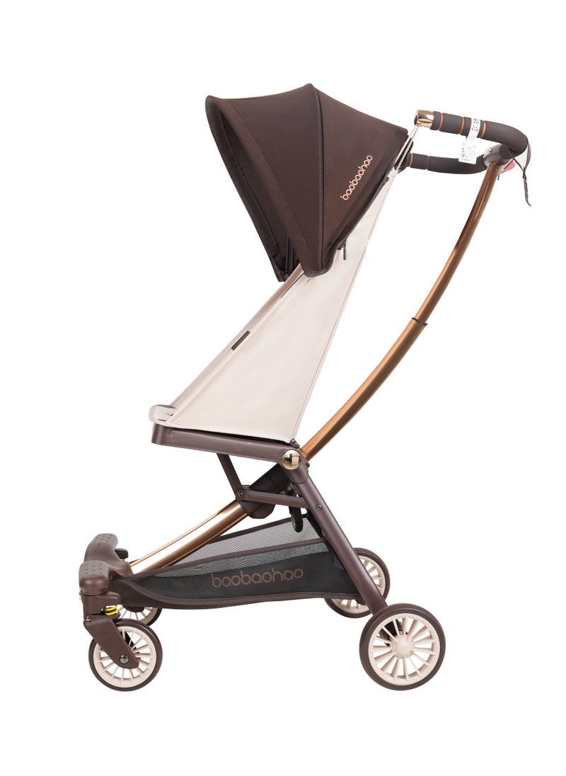 Lightweight Aluminium Stroller, 4.3kg, Compact & Airplane-Friendly, Adjustable Removable Sunshade, One-Button Dual Brake, 5-Point Safety Belt, 360° Rotating Universal Front Wheels, U-Shaped Handle, Swan Arc Design for Stability