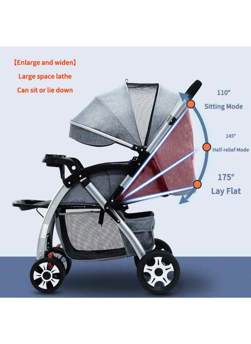 Creative Foldable Single Baby Stroller Baby Viewing Car With Large Space Sun Protection Solid Stainless Steel Frame Suitable For Babies Over One Year Old