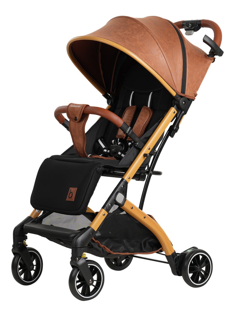 Premium Baby Stroller with 360° Rotating Front Wheels, Aluminum Frame & Suede Canopy | Adjustable Backrest, Removable Armrests | One-Touch Folding, Winter & Summer Use | Safety Harness, Storage Basket, Foot Cover & Gift Packaging