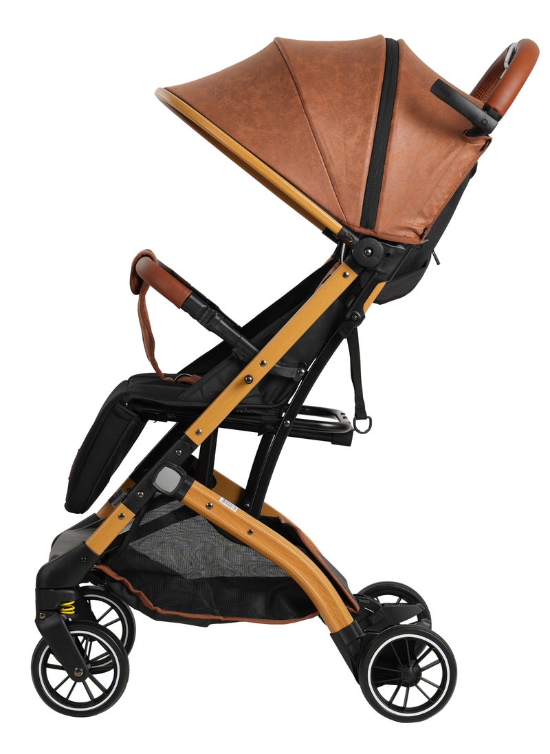 Premium Baby Stroller with 360° Rotating Front Wheels, Aluminum Frame & Suede Canopy | Adjustable Backrest, Removable Armrests | One-Touch Folding, Winter & Summer Use | Safety Harness, Storage Basket, Foot Cover & Gift Packaging