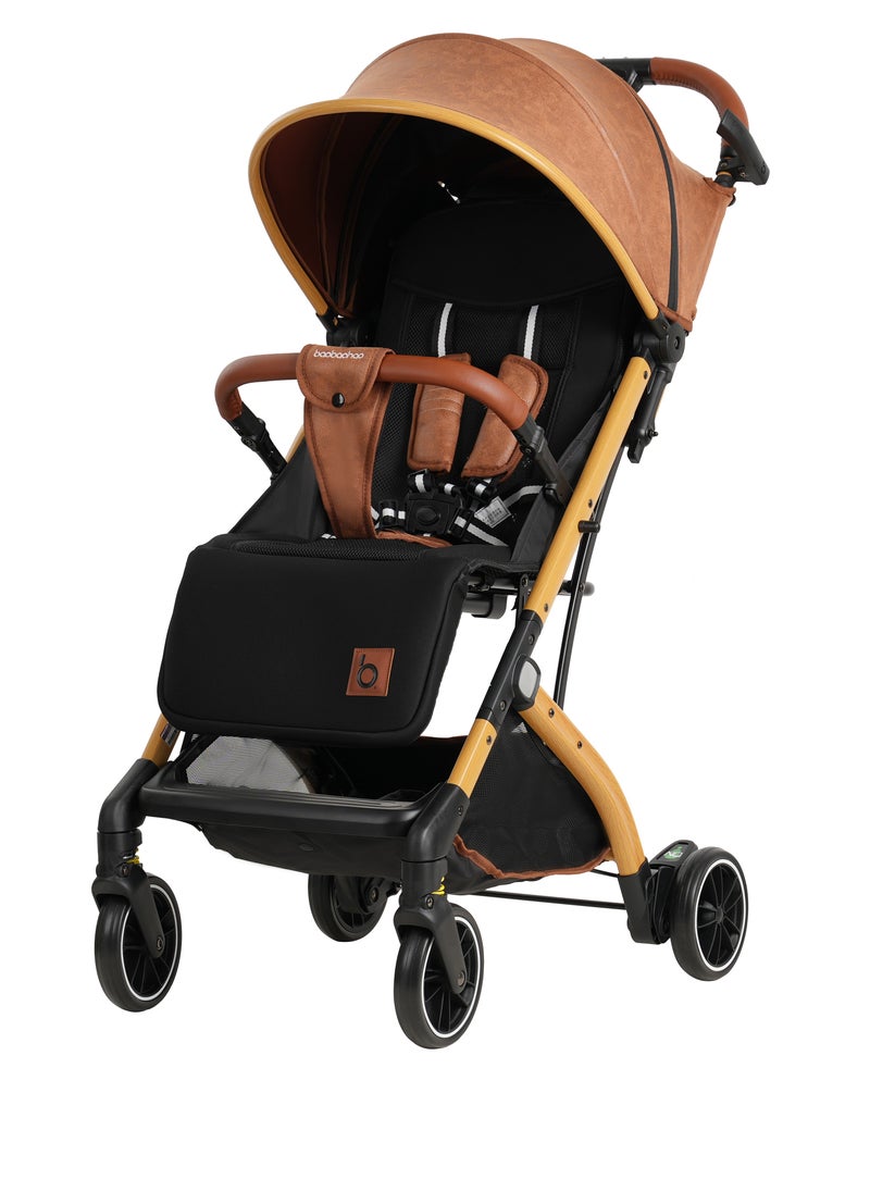 Premium Baby Stroller with 360° Rotating Front Wheels, Aluminum Frame & Suede Canopy | Adjustable Backrest, Removable Armrests | One-Touch Folding, Winter & Summer Use | Safety Harness, Storage Basket, Foot Cover & Gift Packaging