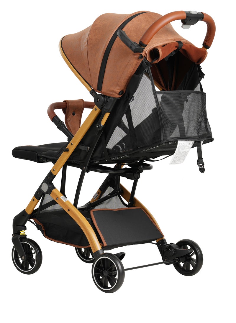 Premium Baby Stroller with 360° Rotating Front Wheels, Aluminum Frame & Suede Canopy | Adjustable Backrest, Removable Armrests | One-Touch Folding, Winter & Summer Use | Safety Harness, Storage Basket, Foot Cover & Gift Packaging