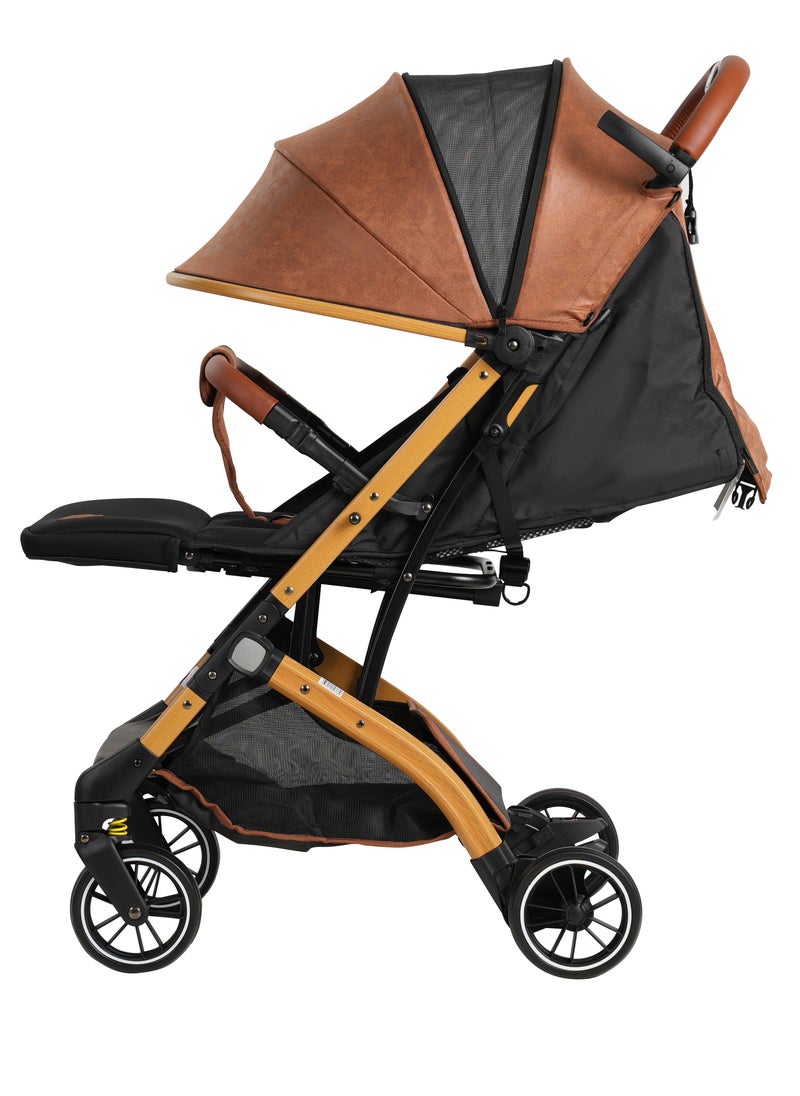 Premium Baby Stroller with 360° Rotating Front Wheels, Aluminum Frame & Suede Canopy | Adjustable Backrest, Removable Armrests | One-Touch Folding, Winter & Summer Use | Safety Harness, Storage Basket, Foot Cover & Gift Packaging