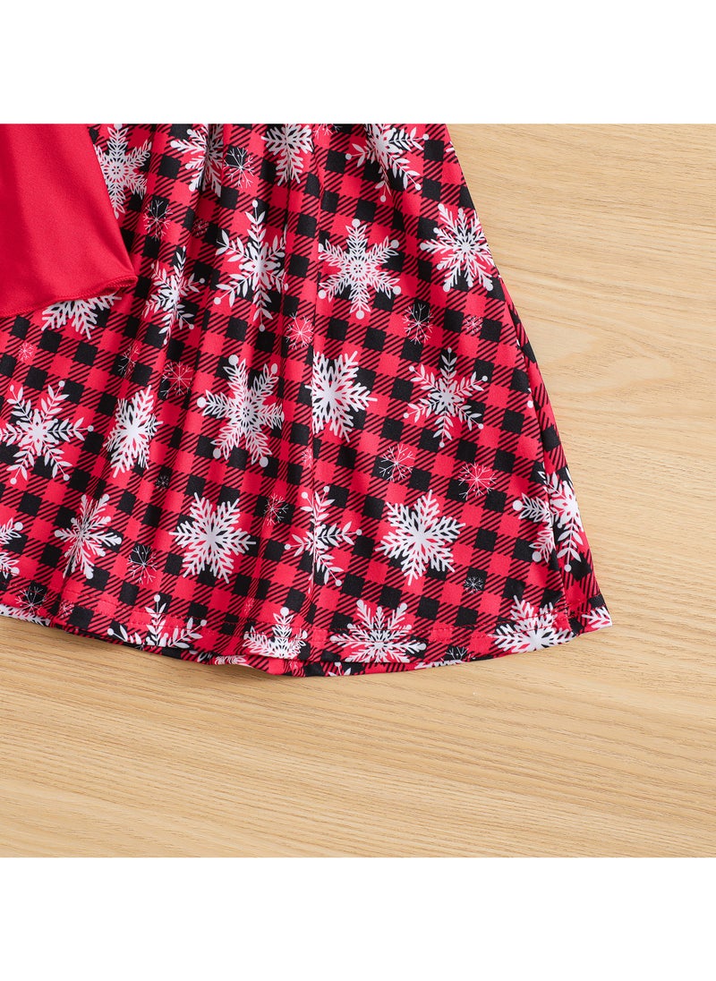 Christmas Dress,Kid Toddler Christmas Outfit Sleeveless Buffalo Plaid Snowflake Print Dress+Hooded Cloak Velvet Cape Dress Up Clothes Kids Princess Dress Cosplay Clothes