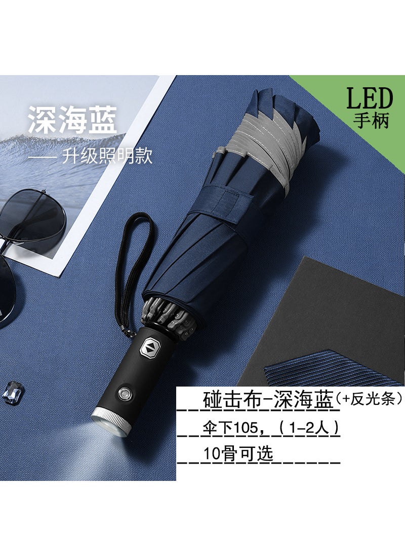 Automatic LED Car Umbrella with Reflective Strip Led light/reflective strip/navy blue