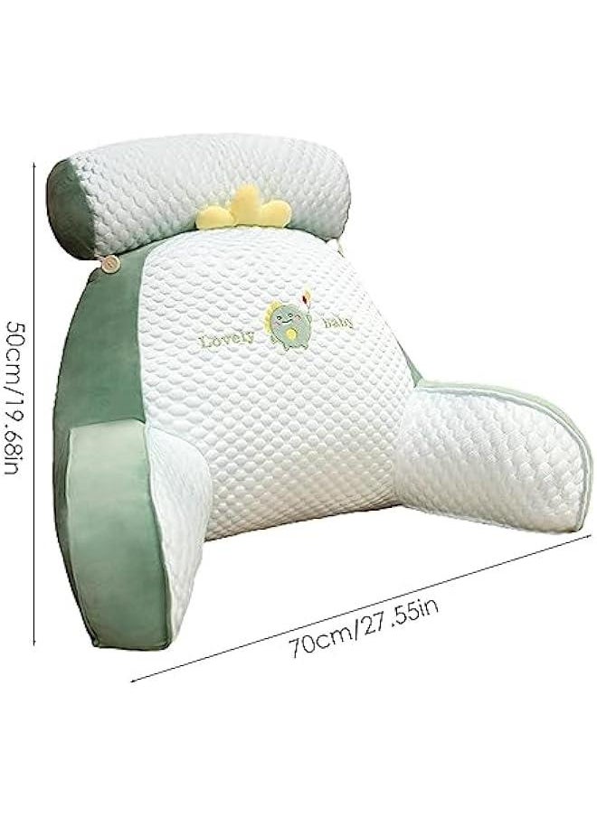 Reading Pillow with Detachable Neck Roll, 2 in 1Pregnancy Lumbar Back Support Pillow Reading Pillow in Bed Rest Chair, Cushion with Arms, Back Support for Sitting Up in Bed