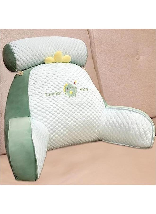 Reading Pillow with Detachable Neck Roll, 2 in 1Pregnancy Lumbar Back Support Pillow Reading Pillow in Bed Rest Chair, Cushion with Arms, Back Support for Sitting Up in Bed