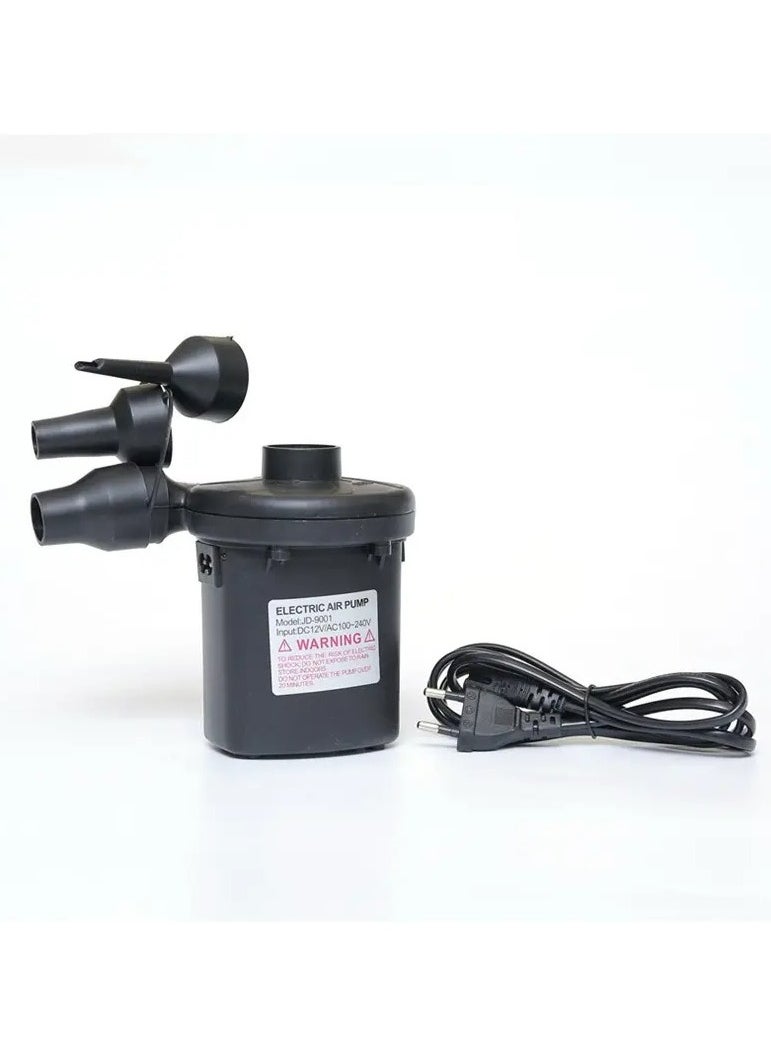 Portable Fast Fill Electric Inflatable Pump - Inflator/Deflator for Car Air Cushion with 3 Nozzles