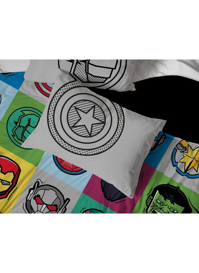 Jay Franco Marvel Avengers Pop 7 Piece Queen Size Bed Set - Includes Comforter & Sheet Set - Super Soft Fade Resistant Microfiber (Official Marvel Product)