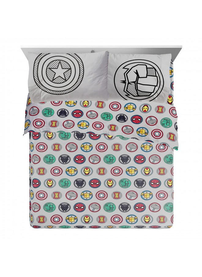 Jay Franco Marvel Avengers Pop 7 Piece Queen Size Bed Set - Includes Comforter & Sheet Set - Super Soft Fade Resistant Microfiber (Official Marvel Product)