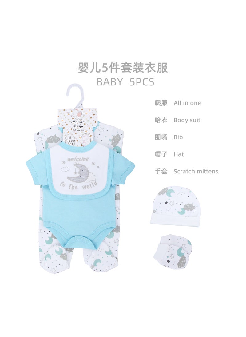 Newborn suit Clothes Class A Pure Cotton Split Summer Childrens Clothing Baby Wrap Fart Clothes Instagram Style Baby Hatshirt Clothing Grey Moon Baby Children's Wear Cotton suit