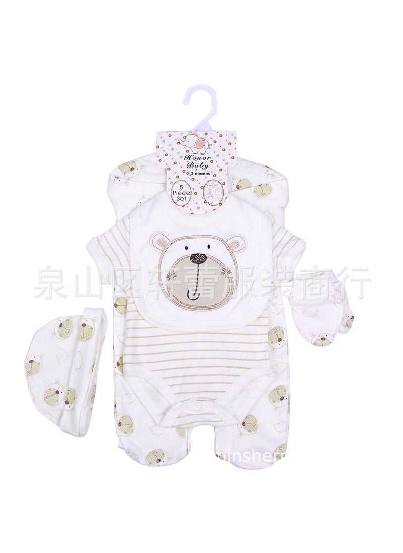 Newborn suit Clothes Class A Pure Cotton Split Summer Childrens Clothing Baby Wrap Fart Clothes Instagram Style Baby Hatshirt Clothing Big Bear Face Baby Children's Wear Cotton suit