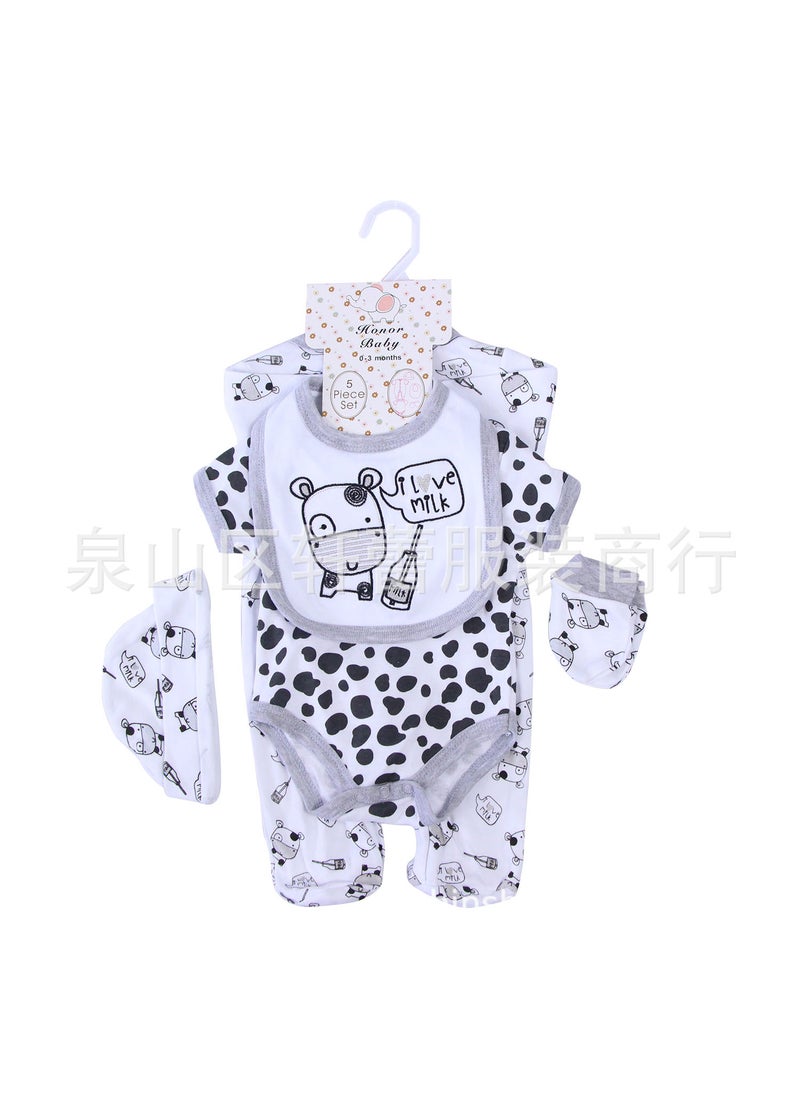 Newborn suit Clothes Class A Pure Cotton Split Summer Childrens Clothing Baby Wrap Fart Clothes Instagram Style Baby Hatshirt Clothing Cow Baby Children's Wear Cotton suit